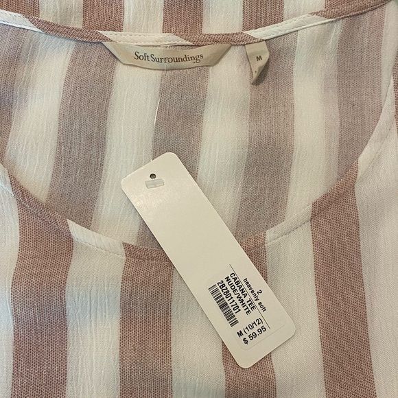 NWT Soft Surroundings Cabana Tee Gauze Short Sleeve Striped Top 10/12 Medium - Picture 8 of 10